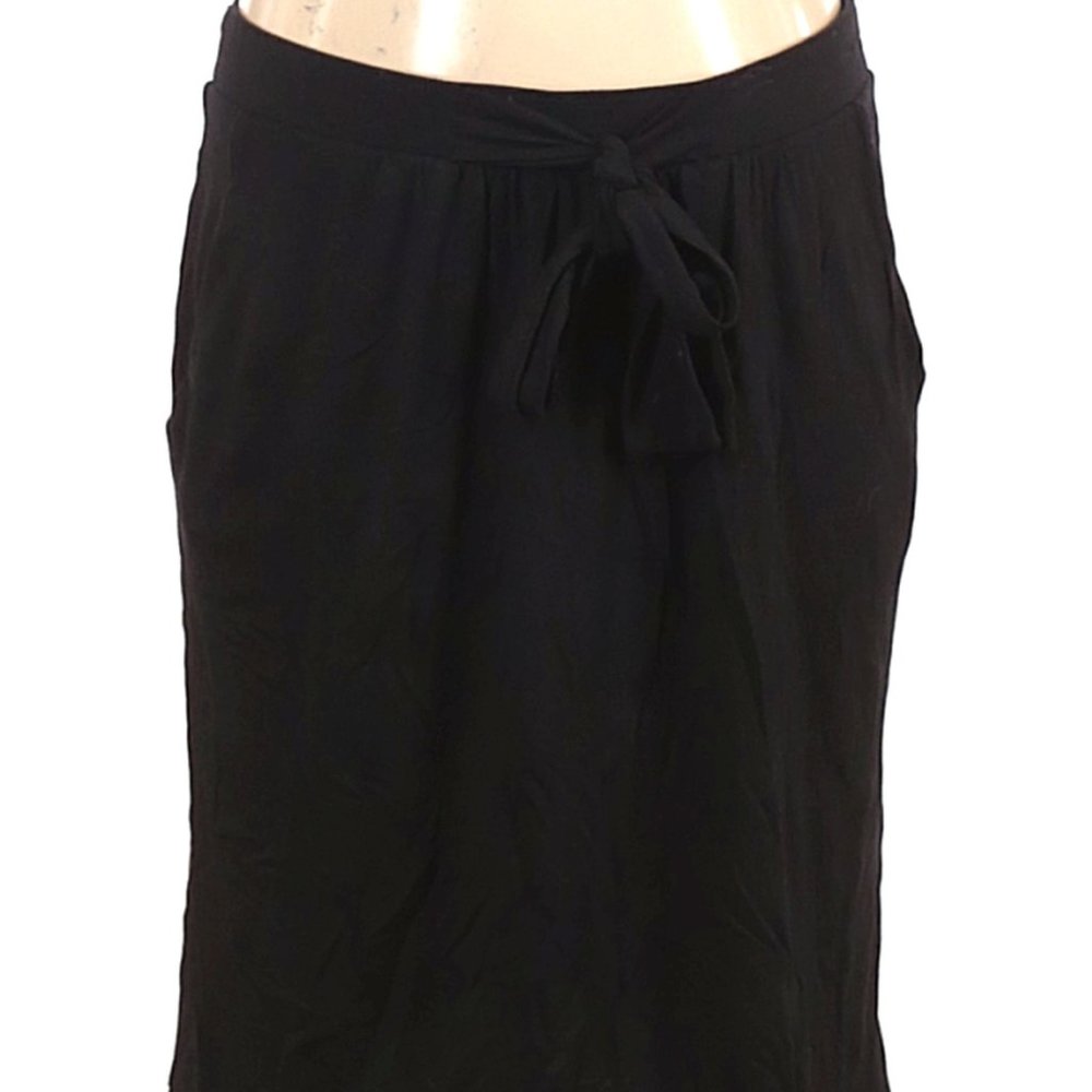 Loft PM MP Women's Black Tie Front Pull On Knit Skirt Petite Pockets